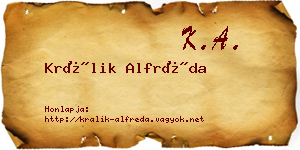 Králik Alfréda névjegykártya